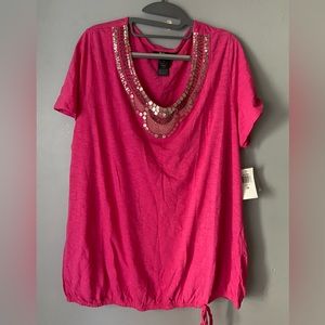 New with tags pink Style and co. Too. Lots of bling! Size 2X.